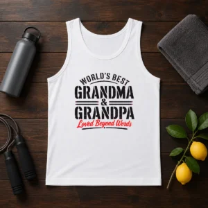 Official Grandparents Day Stencil Worlds Best Grandma Grandp Tank Top