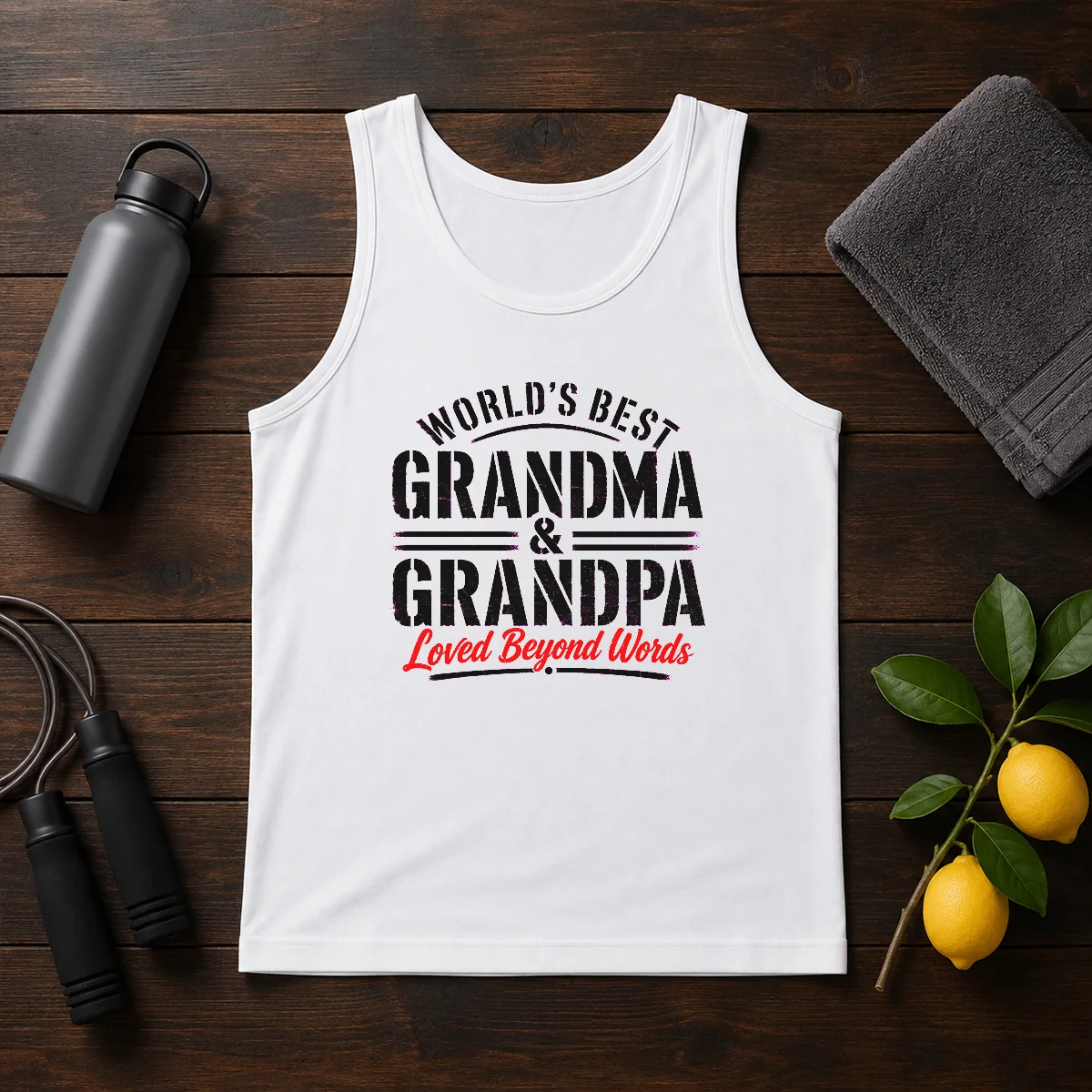 Official Grandparents Day Stencil Worlds Best Grandma Grandp Tank Top