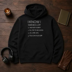 Official I Know I Swear A Lot I Am Very Sorry I'Ll Try To Be Good 1 And 2 Are Lies You Can Fuck Off Hoodie