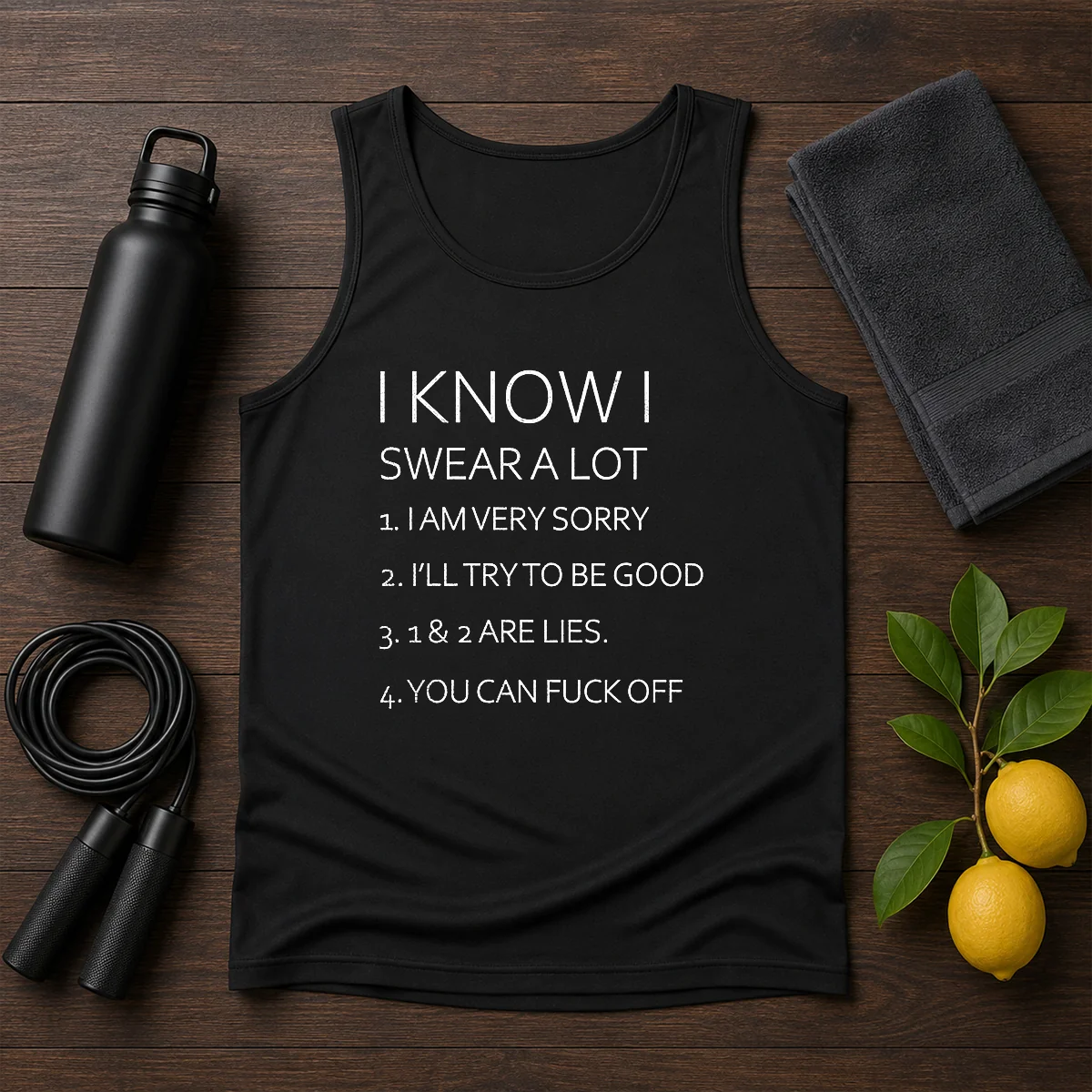 Official I Know I Swear A Lot I Am Very Sorry I'Ll Try To Be Good 1 And 2 Are Lies You Can Fuck Off Tank Top