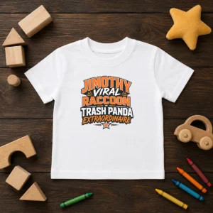 Official Jimothy Viral Raccoon Funny Trash Panda Typography Kids T-Shirt