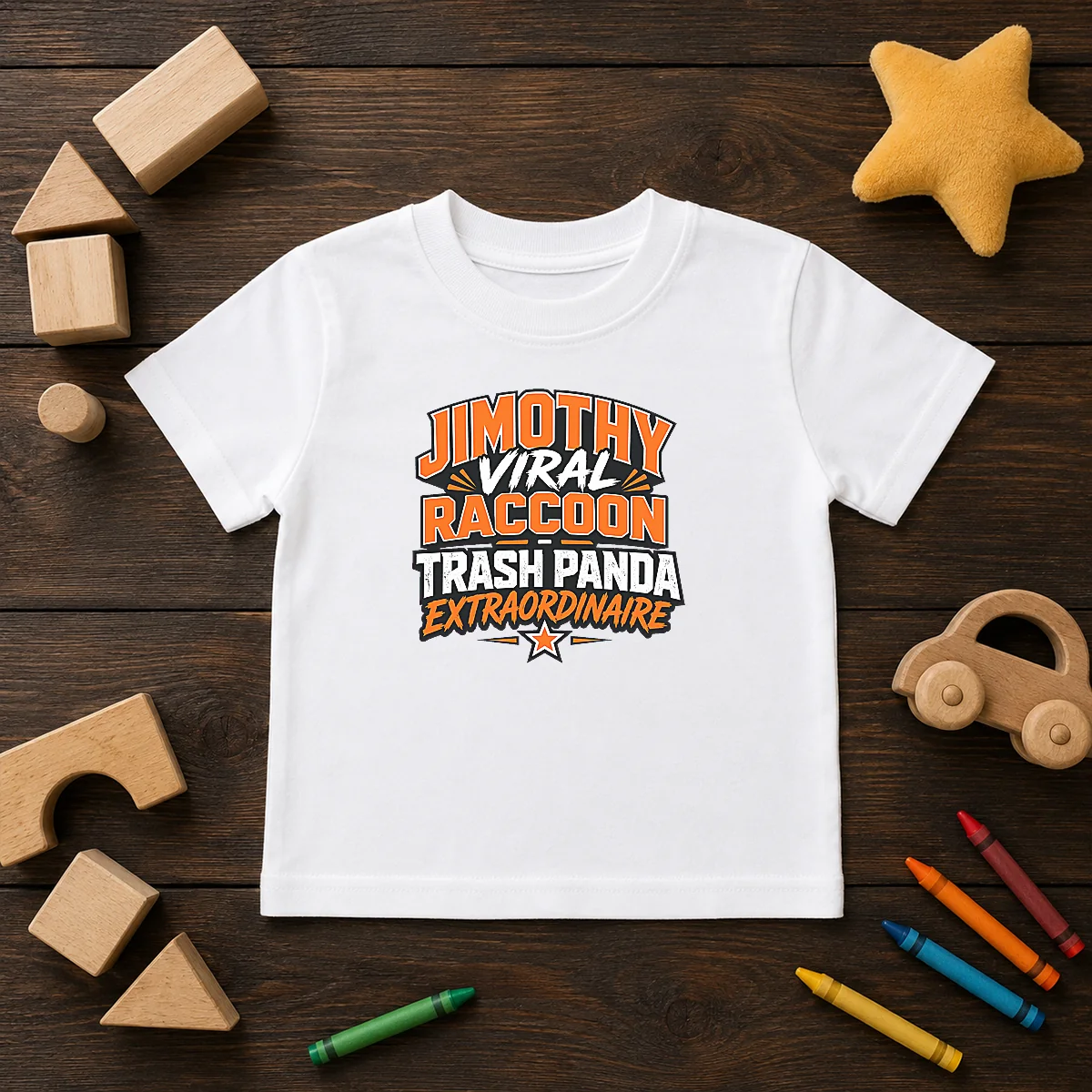 Official Jimothy Viral Raccoon Funny Trash Panda Typography Kids T-Shirt