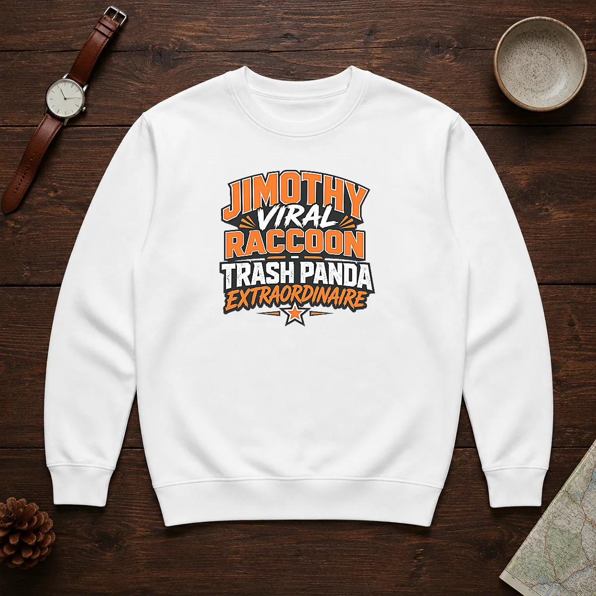 Official Jimothy Viral Raccoon Funny Trash Panda Typography Sweater