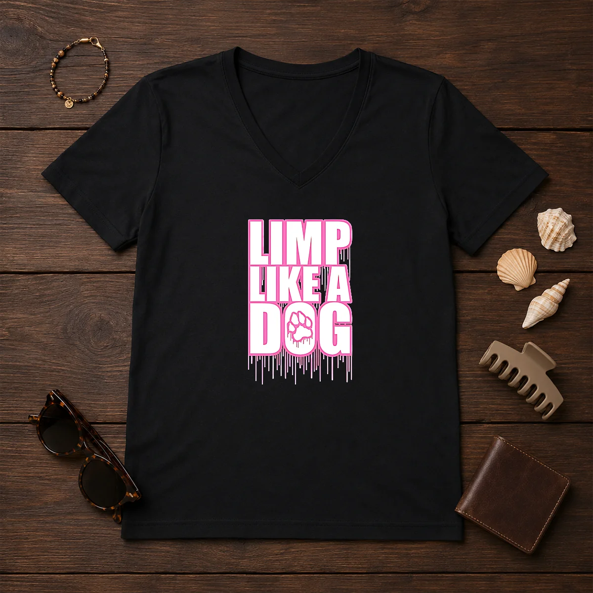Official Limp Like A Dog Paw V-Neck Shirt Official Limp Like A Dog Paw V-Neck Shirt