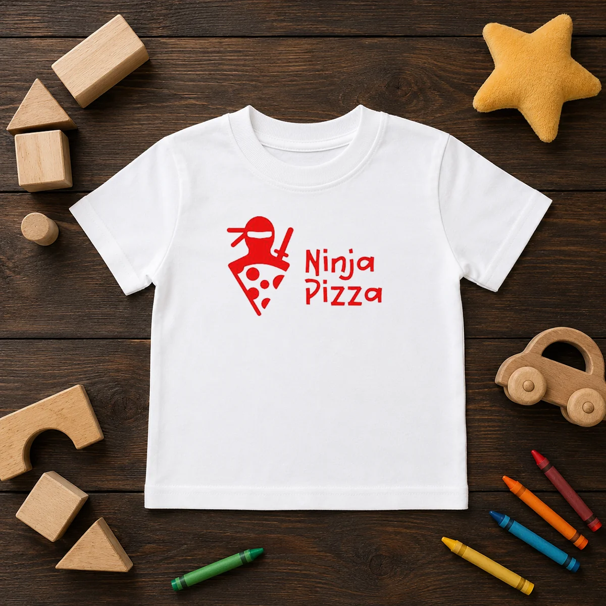 Official Ninja Pizza Martial Arts Character Food Illustration Kids T-Shirt