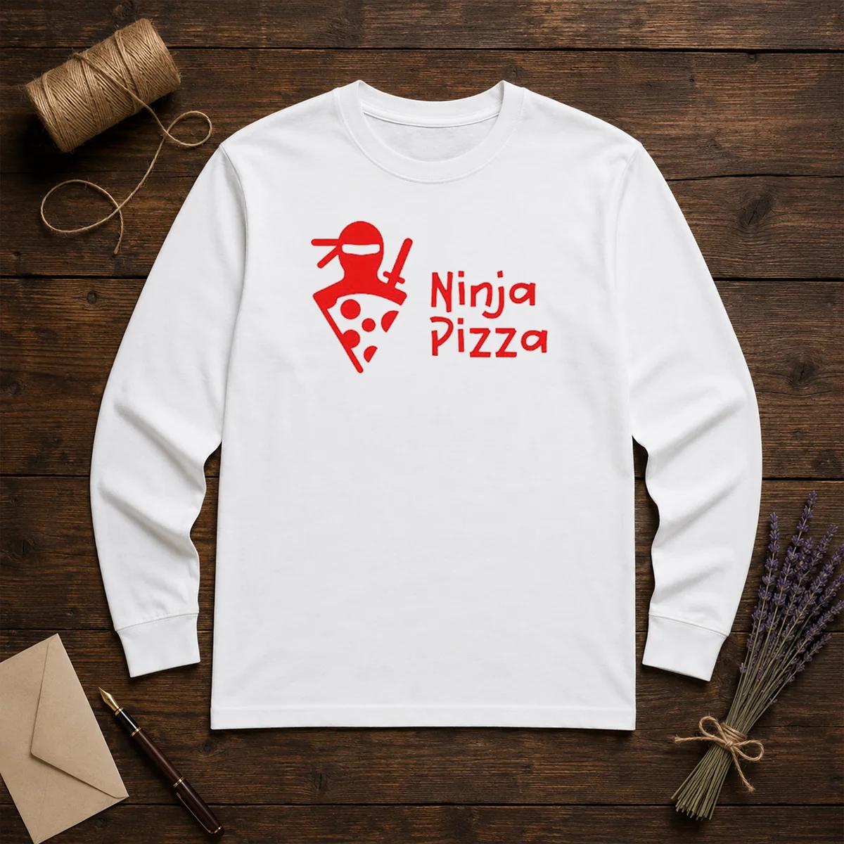Official Ninja Pizza Martial Arts Character Food Illustration Long Sleeve Shirt