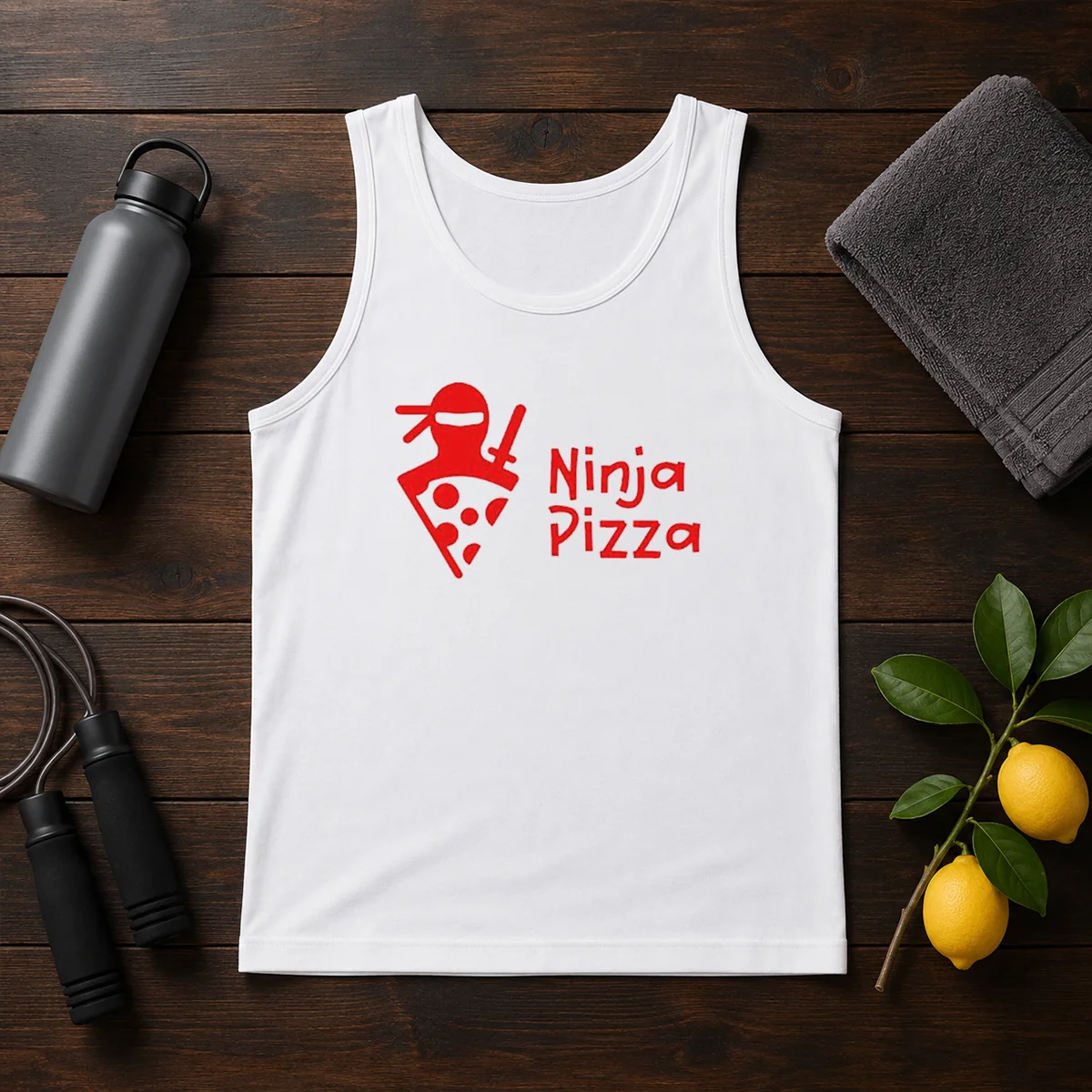 Official Ninja Pizza Martial Arts Character Food Illustration Tank Top