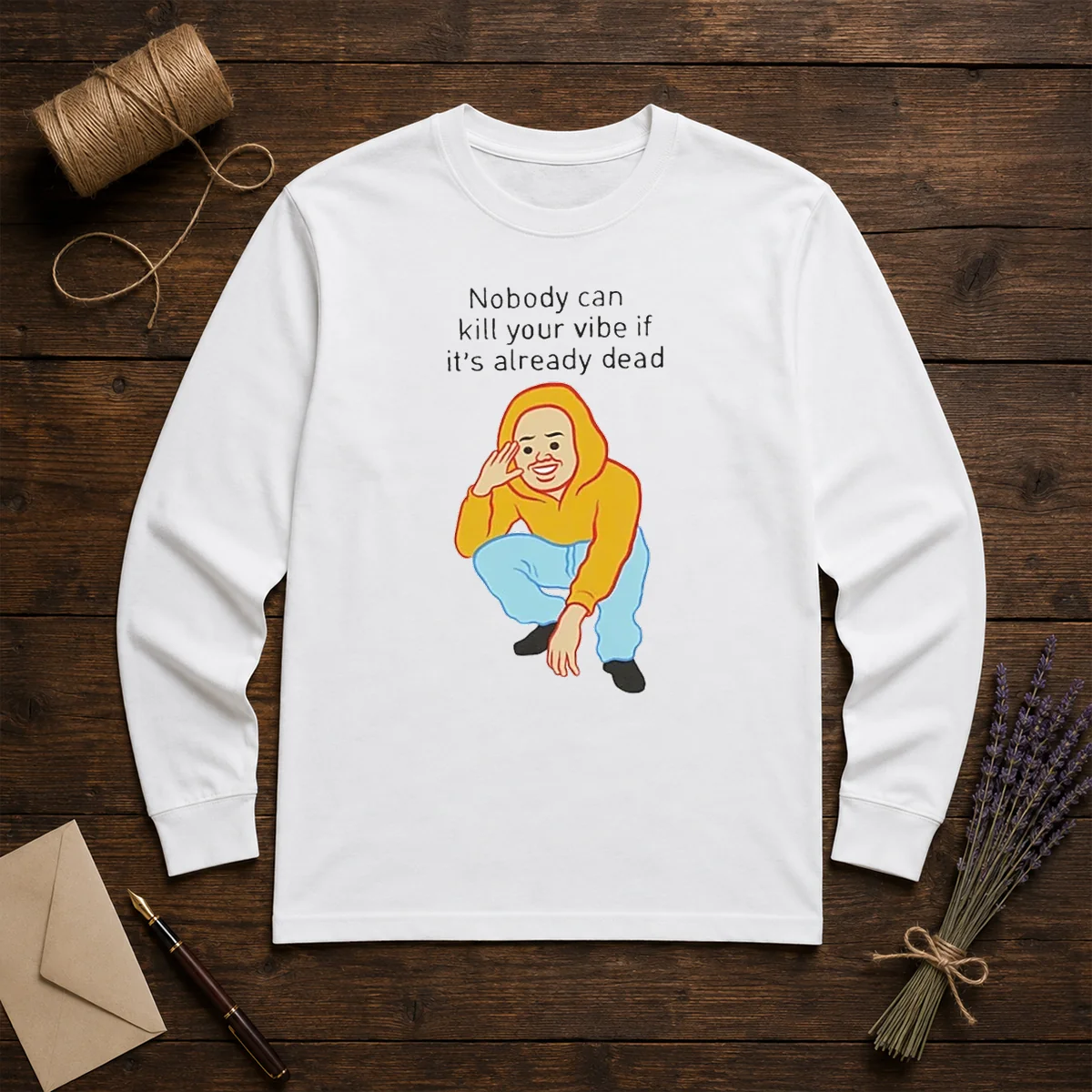 Official Nobody Can Kill Your Vibe If It'S Already Dead Cartoon Man Long Sleeve Shirt