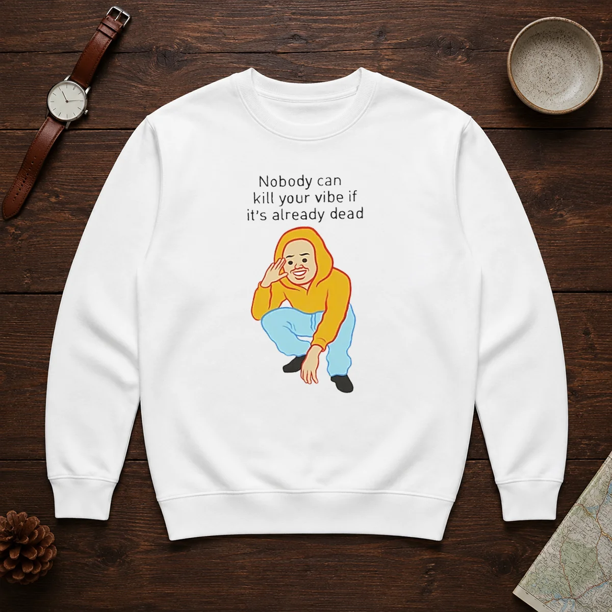 Official Nobody Can Kill Your Vibe If It'S Already Dead Cartoon Man Sweater