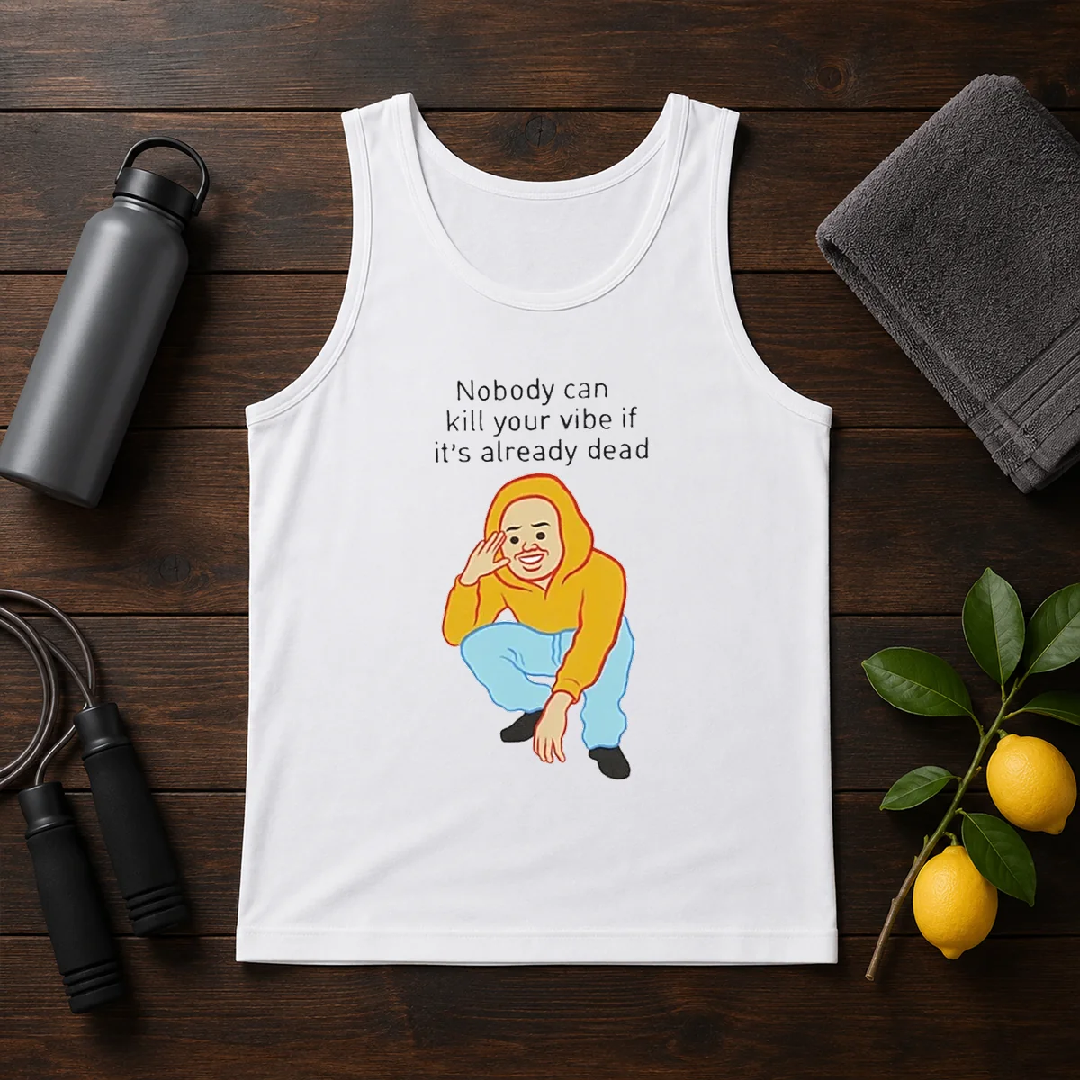 Official Nobody Can Kill Your Vibe If It'S Already Dead Cartoon Man Tank Top