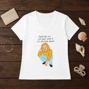 Official Nobody Can Kill Your Vibe If It'S Already Dead Cartoon Man V-Neck Shirt