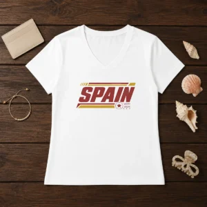 Official Spain 2010 2026 Retro Sports Spanish Football V-Neck Shirt