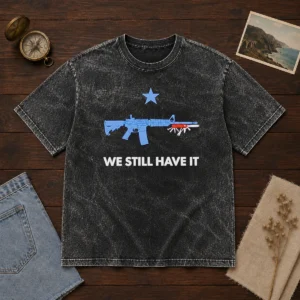Official Swiss Army Knife We Still Have It Washed T Shirt in soft cotton fabric, featuring vintage washed look and classic fit