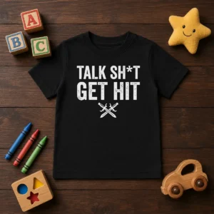 Official Talk Sht Get Hit Crossed Swords Kids T-Shirt