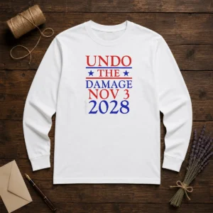 Official Undo The Damage Nov 3 2028 Election long sleeve shirt in black with bold white text