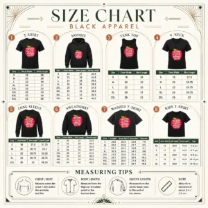 Size chart for Official Une Pomme Par Jour Eloigne Tout Le Monde Si Tu Lances Assez Fort Humor with measurements in inches and cm