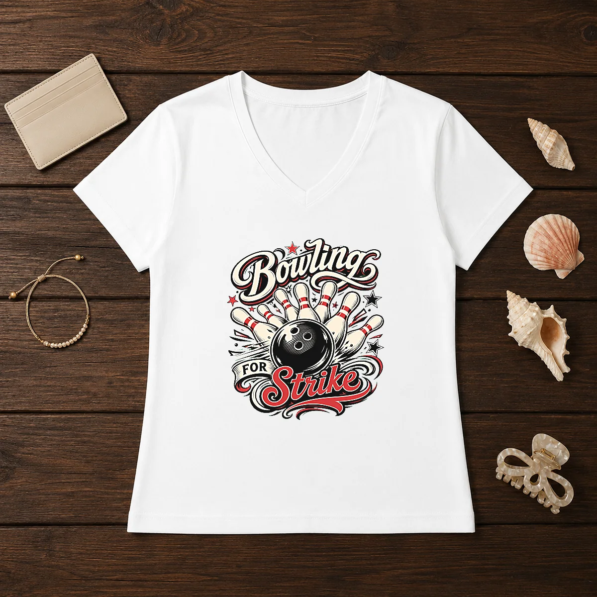 Original Bowling For Strike Tattoo V-Neck Shirt Original Bowling For Strike Tattoo V-Neck Shirt