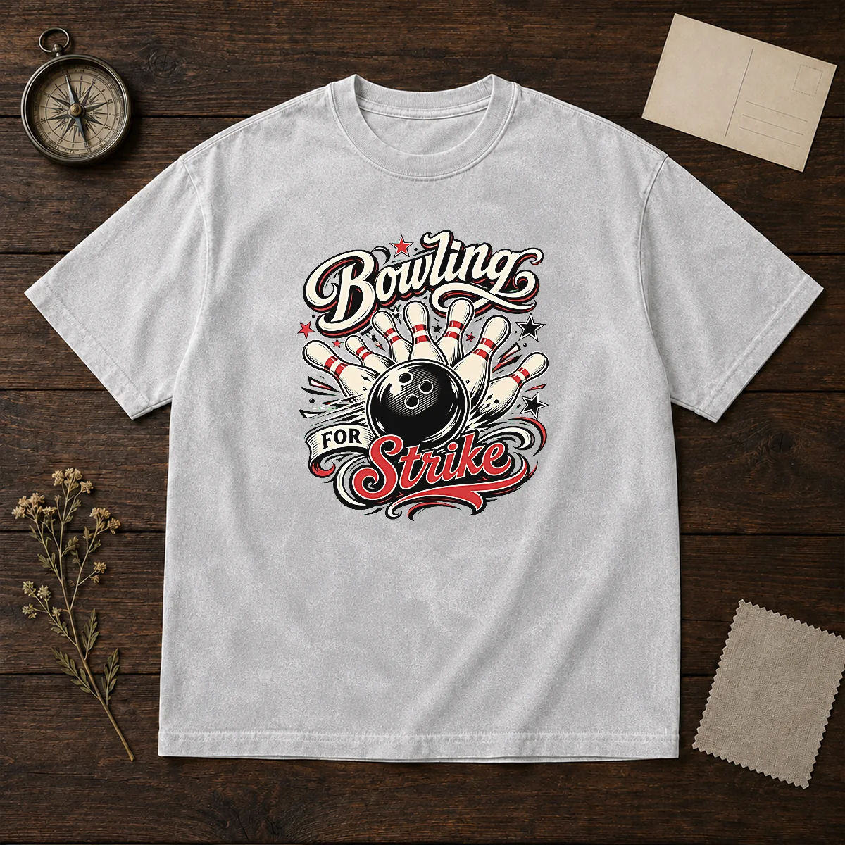 Original Bowling For Strike Tattoo Washed T Shirt featuring a vintage washed cotton fabric with a bold tattoo-inspired graphic