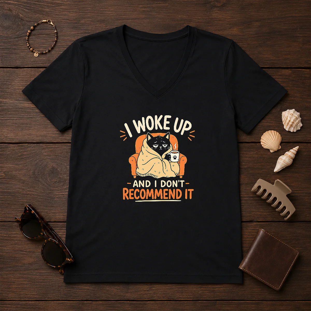 Original I Woke Up And I V-Neck Shirt Original I Woke Up And I V-Neck Shirt