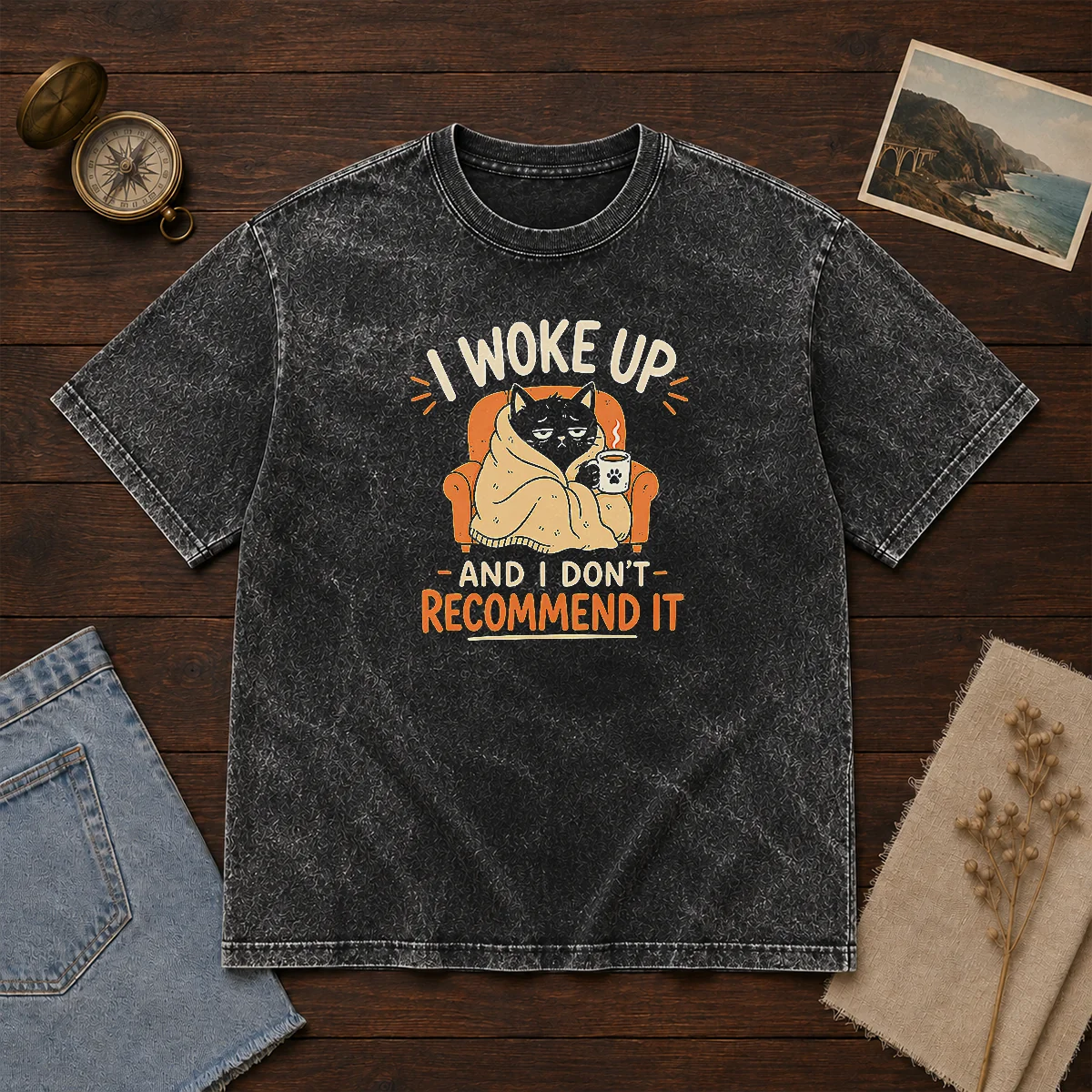 Original I Woke Up And I Don'T Recommend It Geek Washed T-Shirt