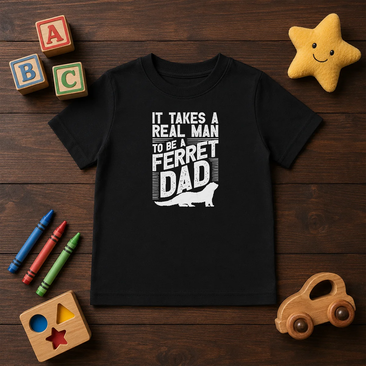 Original It Takes A Real Man To Be A Ferret Dad Pet Owner Kids T-Shirt