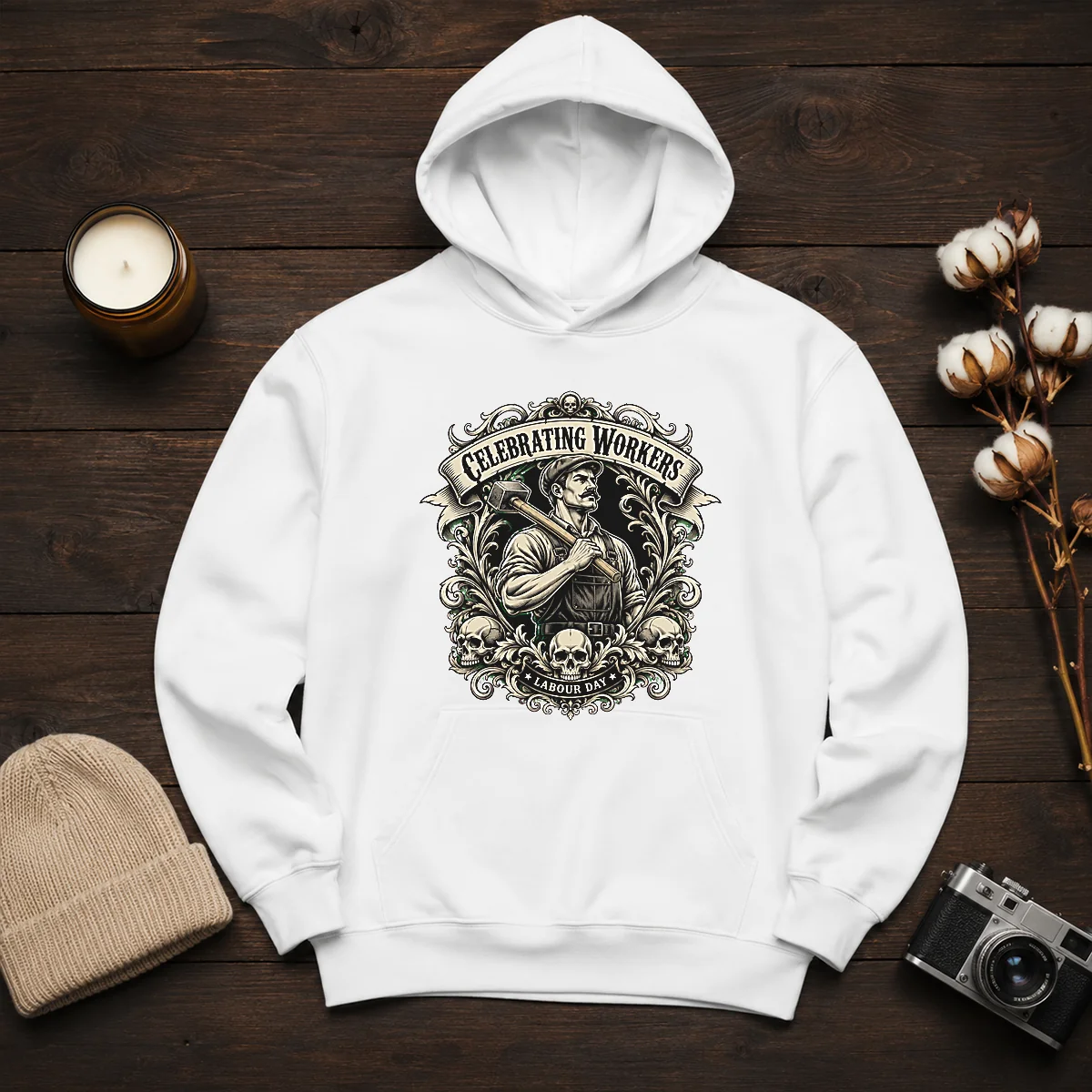 Original Labour Day Celebration Workers Gothic Tattoo Hoodie