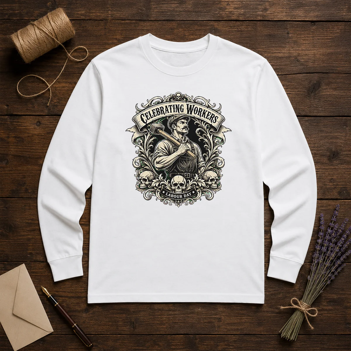 Original Labour Day Celebration Workers Gothic Tattoo Long Sleeve Shirt