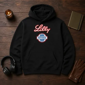 Original Lilly Retired Hoodie in soft cotton blend with front pocket and adjustable drawstring hood