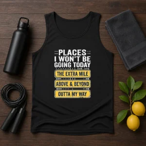 Original Places I Won'T Be Going Today The Extra Mile Above And Beyond Outta My Way Tank Top