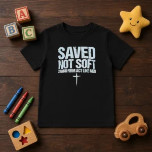 Original Saved Not Soft Stand Firm Act Like Men Christian Kids T-Shirt