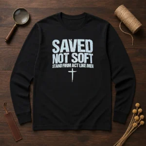 Original Saved Not Soft Stand Firm Act Like Men Christian Long Sleeve Shirt