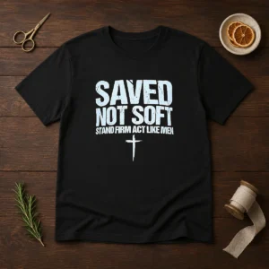Original Saved Not Soft Stand Firm Act Like Men Christian
