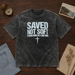 Original Saved Not Soft Stand Firm Act Like Men Christian Washed T-Shirt
