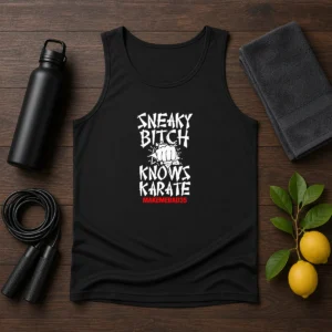Original Sneaky Bitch Knows Karate Makemebad35 Funny Quote Tank Top