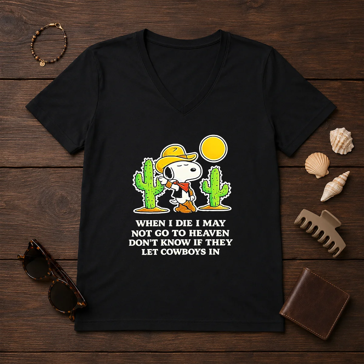 Original Snoopy Cowboy When I Die V-Neck Shirt Original Snoopy Cowboy When I Die V-Neck Shirt