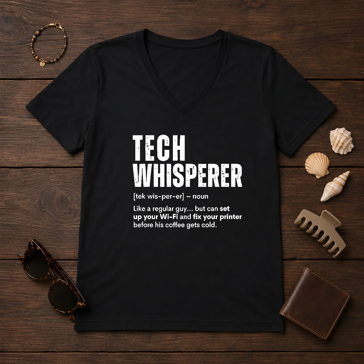 Original Tech Whisperer Definition Funny IT V-Neck Shirt Original Tech Whisperer Definition Funny IT V-Neck Shirt
