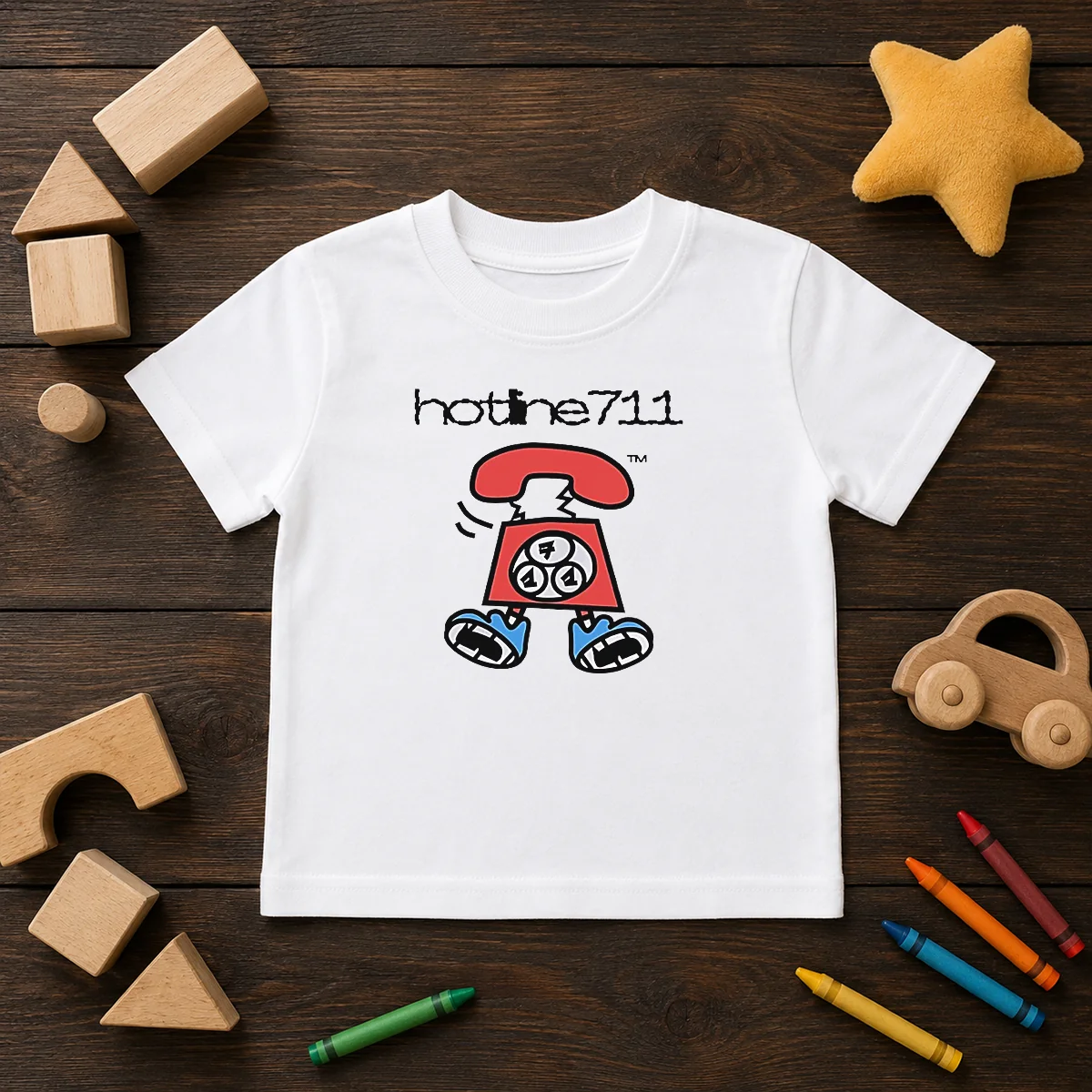 Original Telephone Cartoon Hotline711 Kids T-Shirt