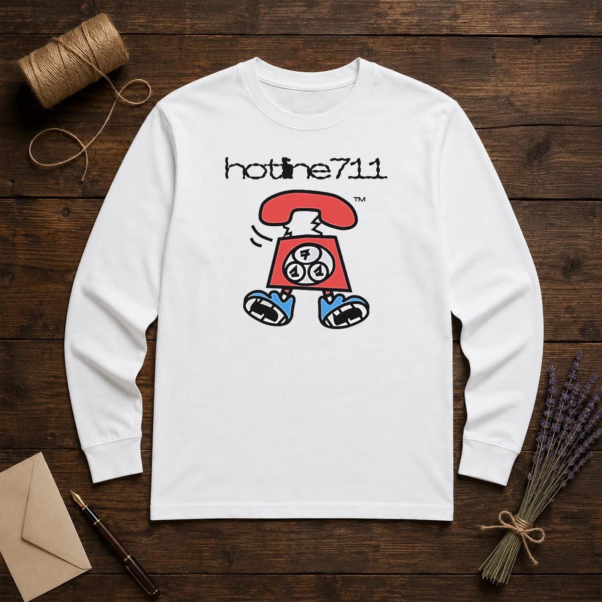 Original Telephone Cartoon Hotline711 Long Sleeve Shirt
