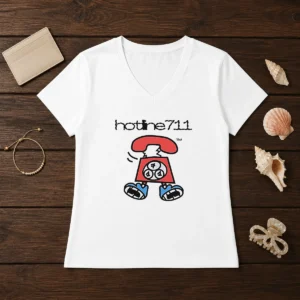 Original Telephone Cartoon Hotline711 V-Neck Shirt