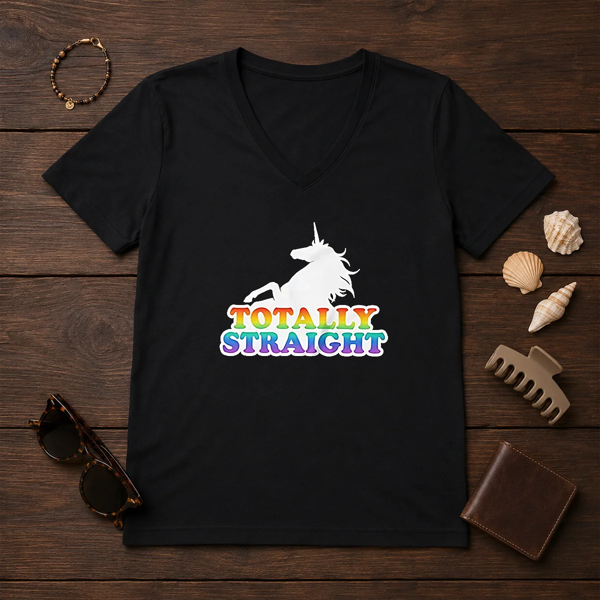 Original Unicorn Totally Straight V-Neck Shirt Original Unicorn Totally Straight V-Neck Shirt