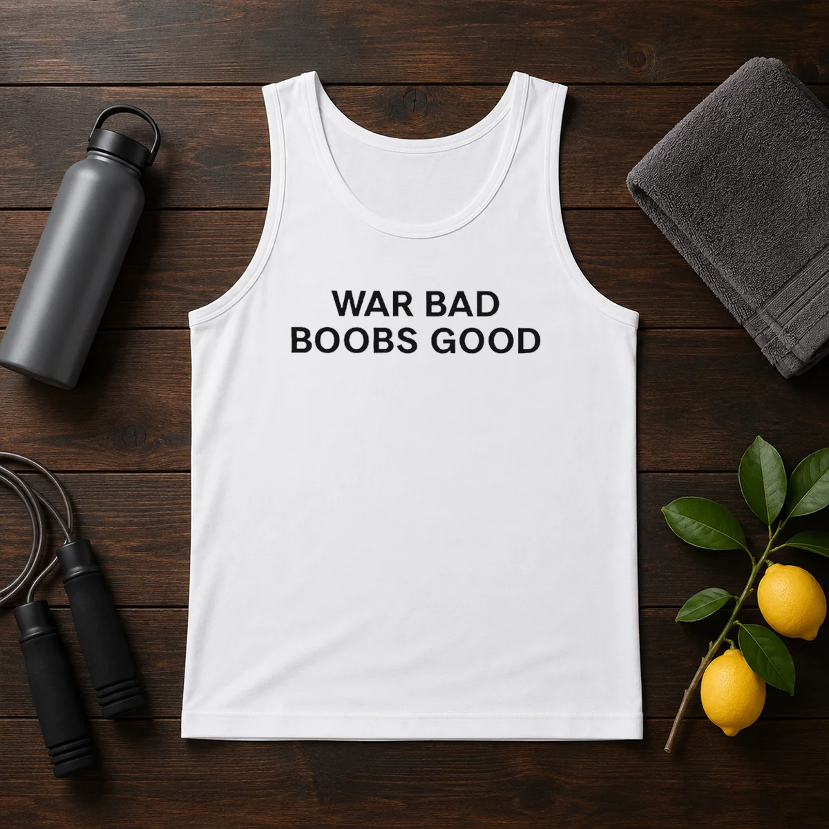 Original War Bad Boobs Good Peace And Love Message Funny Parody Tank Top