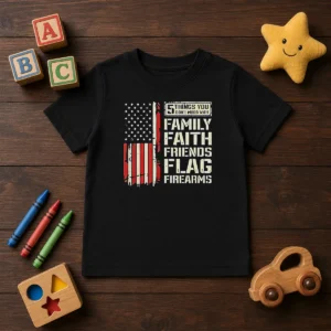 Premium 5 Things You Don'T Mess With Family Faith Friends Flag Firearms Kids T-Shirt