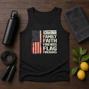 Premium 5 Things You Don'T Mess With Family Faith Friends Flag Firearms Tank Top