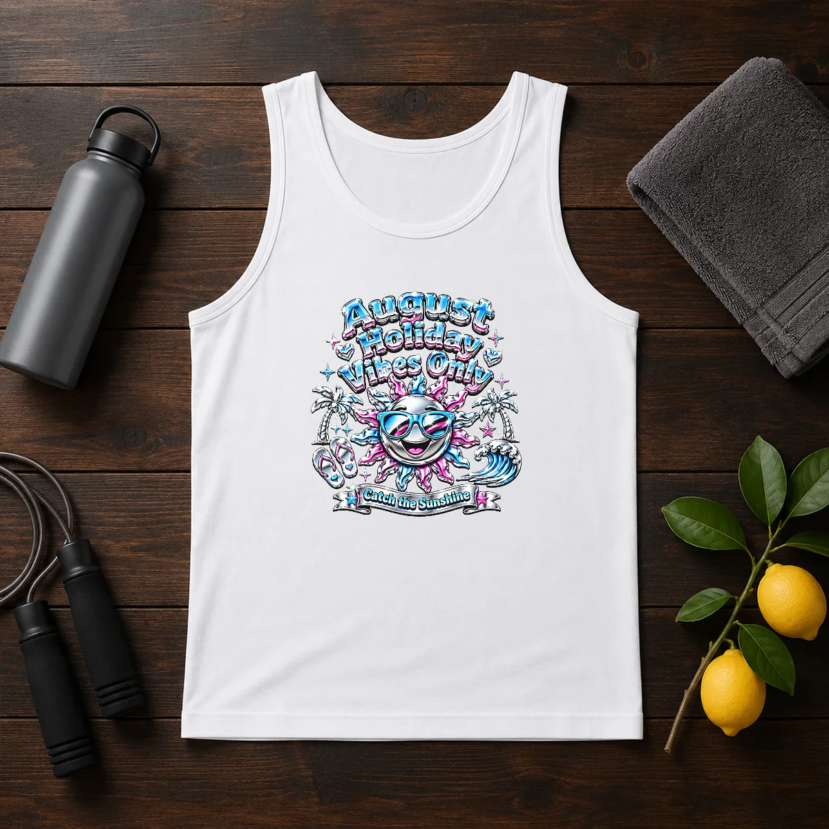 Premium August Holiday Vibes Y2K Chrome Sun Tank Top