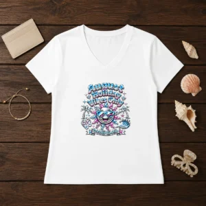 Premium August Holiday Vibes Y2K Chrome Sun V-Neck Shirt