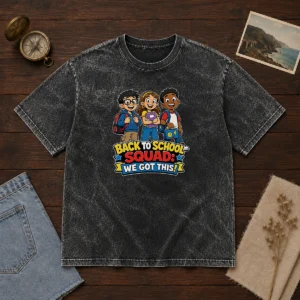 Premium Back To School Cartoon Squad For Kids Washed T-Shirt