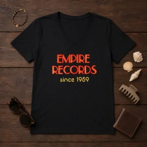 Premium Empire Records V Neck Shirt in dark color featuring a soft fabric and classic fit