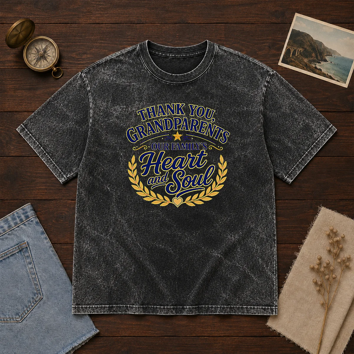 Premium Grandparents Day Thank You Vector Family Love Washed T-Shirt