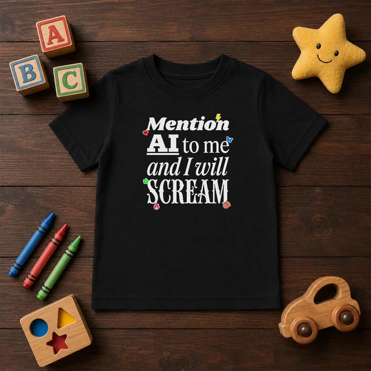 Premium Mention AI To Me And I Will Scream Anti Artificial Intelligence Protest Kids T-Shirt