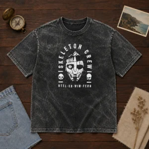 Premium Neel KB Wim Fern Skeleton Crew Star Wars Jedi Master Jod Na Nawood on a soft washed t shirt in neutral tones